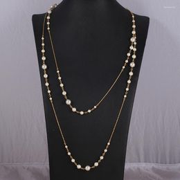 Colliers pendentifs Europe et les États-Unis Retro Taille Graduelle Changes Perle Long Double Layer Fashion Collier Femme