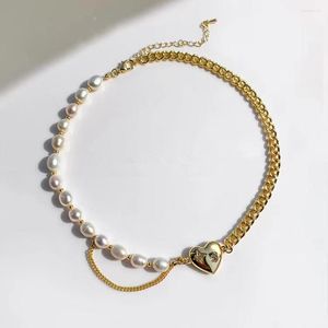 Pendentif Colliers Européen Et Américain Baroque Perle Métal Coeur Collier Lumière Luxe Sens