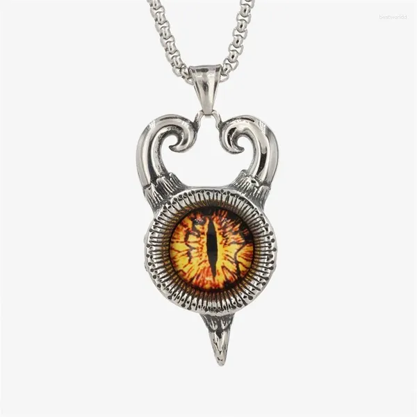 Pendentif Colliers Personnalité dominatrice européenne et américaine Trendsetter Rétro Cracked Earth Ghost Demon Eye Collier en acier inoxydable