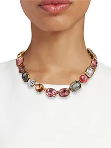 Collares colgantes tendencia de la moda europea y americana temperamento del dolor del dolor de la marca magnífica colorida collar de clip de orejas con incrustaciones