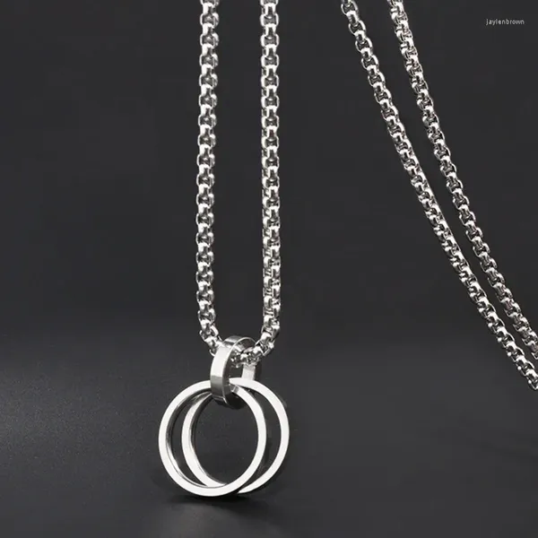 Pendentif Colliers Mode européenne et américaine Punk Simple Round Hoop Collier Hommes Street Hip Hop Longue Chaîne Bijoux En Gros