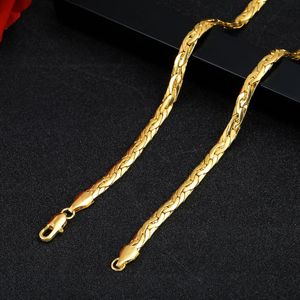 Hanger kettingen Europese en Amerikaanse buitenlandse handel stijl heren 18K gouden ketting 5mm verguld embossed groothandel sieraden