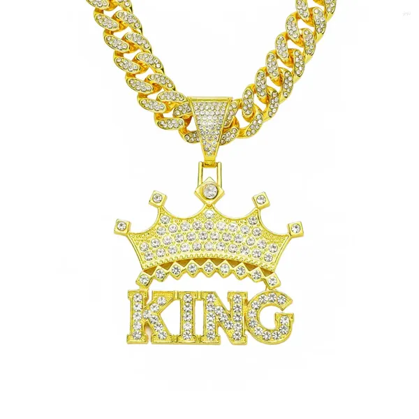 Collares colgantes Hip-Hop europeo y americano KING Letter Crown Jewelry para la calle de los hombres Collar fresco de moda