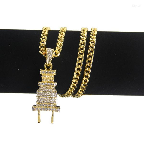 Pendentif Colliers Hip Hop Européen Et Américain Personnalité De La Mode Rap Exagéré Prise Électrique Collier Homme