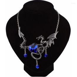 Hanger Kettingen Europese En Amerikaanse Sieraden Ketting Gothic Dragon Gem Halloween Creatief Ingelegd