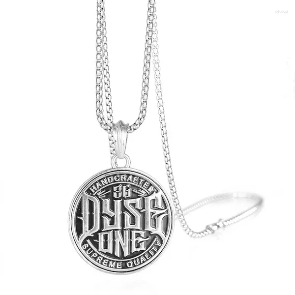 Colliers pendants Collier d'ornement européen et américain Hip Hop Alloy Round Brand Letter A Gram Hipster Titanium Steel Accessoires Men