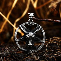 Hangende kettingen Europese en Amerikaanse retro satan pentagram roestvrij staal punk schapen kop titanium heren ketting