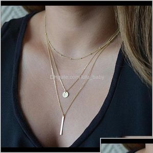 Hangende kettingen Europese eenvoudige mti lagen kwastjes bar munten sleutelbeen kettingen charme dames mode sieraden colar one richting 8kapi d dhw18