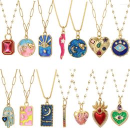 Colliers pendants Collier Every Blue Eye pour femmes mignon coeur Boho Moon Star Gold Couleur de longue