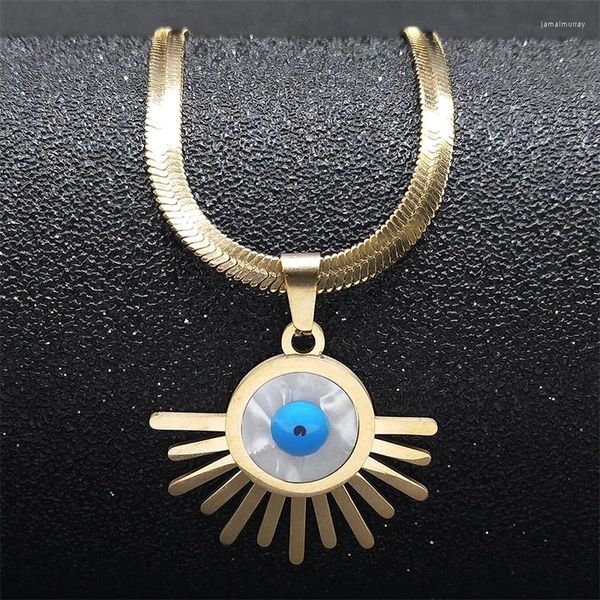 Collares colgantes Mal de ojo azul Ojos turcos Collar vintage Gargantilla para mujeres Chapado en oro Joyería estética afortunada Regalo N3210S04