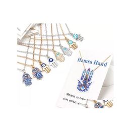 Hanger kettingen kwade eye hamsa hand charmes ketting sier vergulde ketting klassiek gelukkige sieraden cadeau voor vrouwen drop levering penda dh9ol