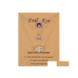 Hanger kettingen kwade eye ketting en hamsa turkish blauw hand 3 stks geluksbeveiliging sieraden cadeau