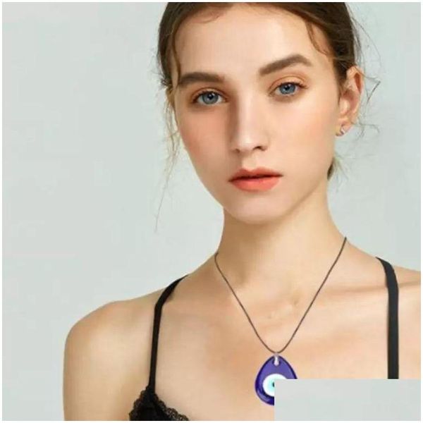 Pendentif Colliers Evil Eye Collier Bleu Turc Verre En Cuir Corde Colliers Pour Femmes Hommes Chanceux Protection Bijoux Drop Delivery Pe Dhhyu