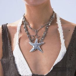 Hanger kettingen overdrijven metalen persoonlijkheid grote pentagram ster ketting mode creatieve vrouwen sieraden hip -hop punk