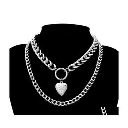 Hangende kettingen overdreven punk metalen hartvormige ketting dames dikke ketting mtilayer cadeau charme hiphop gotische kraag sieraden dr dhqpt