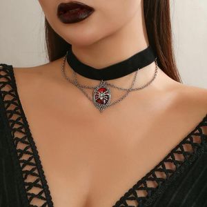 Hangende kettingen overdreven spinnen Korte choker ketting voor vrouwen meerlagige gothic velvets sleutelbeen ketting woens sieraden dropship