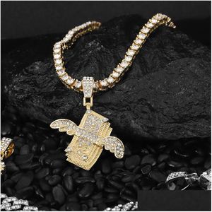 Pendentif Colliers Excité Zircon Déclaration Dollar Signe Tennis Chaîne Collier Collier Pour Femmes Cristal Strass BijouxPendant Drop D Dh3ry