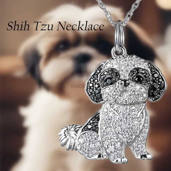 Collares con colgantes Exquisito y lindo collar con colgante Shih Tzu para mujer, elegante joyería para cachorros y mascotas, accesorios para animales, regalo de cumpleaños para amantes de los perros 240401