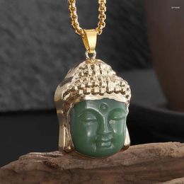 Pendentif Colliers exquis et à la mode en verre de cristal tête de bouddha bord d'or chaîne de pull hommes femmes accessoires cadeaux