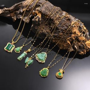 Colliers pendants exquis Bouddha Green Stone simulé de jade Amulet Maitreya Collier Bijoux pour femmes 2022266W