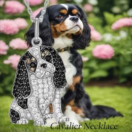 Colliers pendentifs Exquis mignon Cavalier chien pendentif collier pour femmes élégant Pet chiot bijoux animaux accessoires cadeau d'anniversaire pour les amoureux des chiens 240330