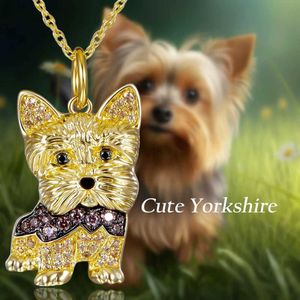Colliers pendentifs Exquis mignon Yorkshire pendentif collier pour femmes élégant Pet chiot bijoux animaux accessoires chien amoureux commémoratif naissance cadeaux 240330