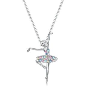 Hangertjeskettingen Prachtig Dansend Meisje Ballerina Danser Ballet Hanger Ketting Bedel Kleur Zirkoon Choker Verrassing Sieraden Cadeau voor Meisjes Vrouwen 240330