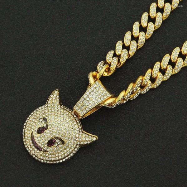 Colliers pendants mode exquis incrusté zircon petit diable sourire collier masculin dames hip-hop rock tendance bijoux cadeaux