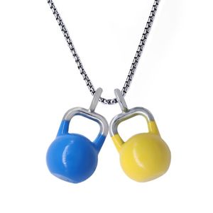 Hanger kettingen prachtige gym kleurrijke kettlebell charm roestvrijstalen ketting diy handgemaakte vrouw sport fitness sieraden