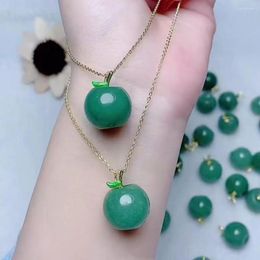 Pendentif Colliers Bijoux Exquis Naturel Dongling Jade Collier Femmes Vert Pomme Véritables Charmes Sécurité Chanceux Amulette Cadeaux