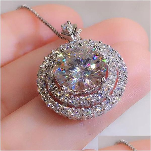 Pendentif Colliers Exquis Moissanite Zircon Monostone Collier 925 Femmes Sier-Plaqué Mariée Romantique Mariage Clavicule Drop Livrer Otzvc