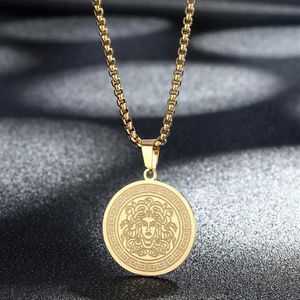 Pendentif Colliers Exquis Mythique Medusa Collier Femmes Hommes Ancien Symbole Grec Bijoux En Acier Inoxydable Pagan Gift257S