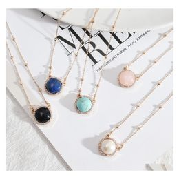 Hangende kettingen prachtige natuursteen lapis lazi turquoise roze roze kwarts chakra genezing gouden ketting ketting voor vrouwen juwelen dhufl