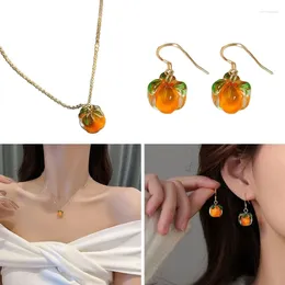 Collares colgantes Exquisita joyería de pendiente de caqui naranja para mujeres y niñas