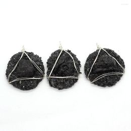 Collares pendientes exquisita resina redonda cristal negro bobinado 35-55mm encanto Irregular DIY collar pendientes accesorios de joyería de moda