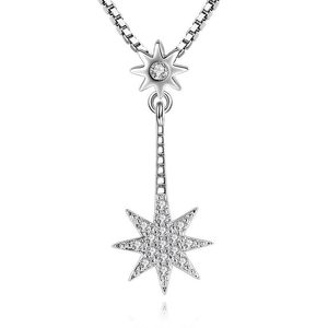 Pendentif Colliers Exquis Étoile Octogonale Collier Femme Cristal Chaîne De Mode Fête Bijoux Cadeau