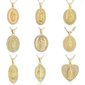 Hangende kettingen Prachtige unisex religieuze sieraden koper zirkoon maagd Maria metaal ketting gelovige charme ketting feest feestvaknijgen geschenken