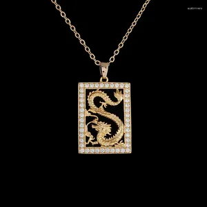 Pendentif Colliers Exquis Zircon Dragon de bon augure Style ethnique chinois Douze Collier du zodiaque Bijoux d'amulette de richesse pour femmes