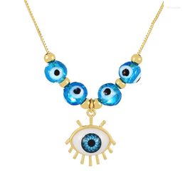 Hanger kettingen oog kralen ketting ketting mode marineblauw koperhars sieraden voor vrouwen coole kraag hombre casual stijl kerstcadeau