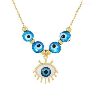 Pendentif Colliers Oeil Perlé Collier De Mode Bleu Marine Cuivre Résine Bijoux Pour Femmes Cool Collier Hombre Style Décontracté Cadeau De Noël