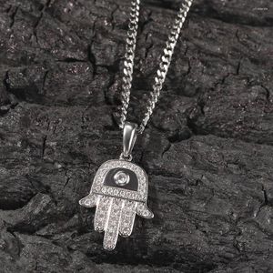 Hangende kettingen ooghand ijsje bling hangernecklace mirco pave setting voor mannen hiphop sieraden bp049