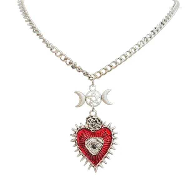 Collares colgantes Ojo Corazón Collar Cuello Cadena Gótico Amor Gargantilla para Egirl Eboy