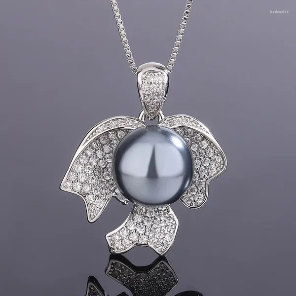 Pendentif Colliers Eyika Mode Blanc Noir Perle Cubique Zircone Petit Oiseau Collier Pour Femmes Fiançailles De Mariage Robe Bijoux