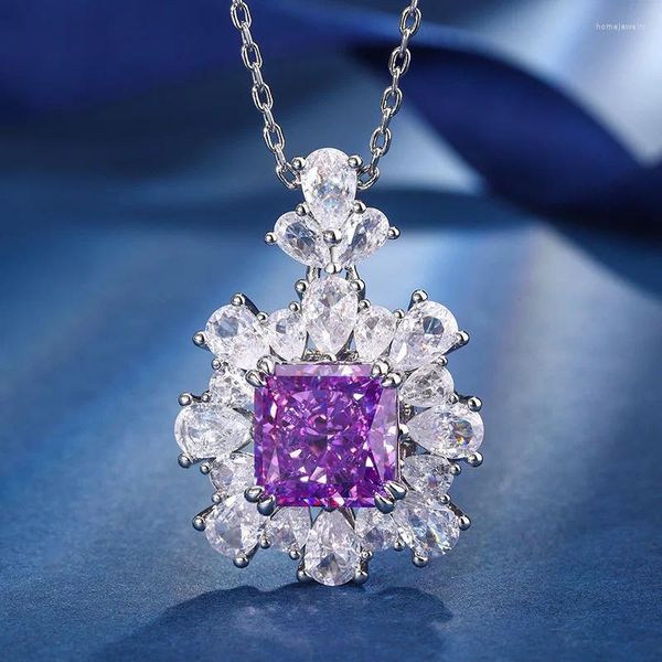 Colliers pendants eyika étincelante écrasée coupée rouge jaune violet cristal zircon pierre de fleur