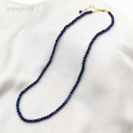 Hanger Kettingen Facet Lapis Lazuli Ketting Delicaat Verstelbare 14K Gold Filled Chains Natuurstenen Collier Femme Unieke Vrouwen BOHO Ketting HKD230712