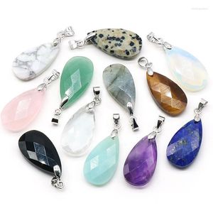 Hanger kettingen Gezamelde waterdruppel natuurlijke kristalsteen slinger pendulum genezing Opal labradoriet blauw kwarts paarse sieraden hangers