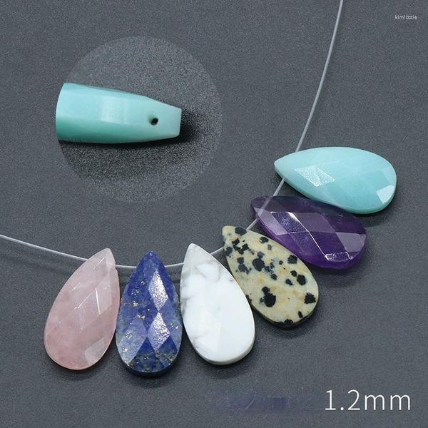 Pendentif Colliers Goutte D'eau À Facettes Pierre De Cristal Naturel Reiki Guérison Amazonite Lapis Quartz Rose Améthystes Charmes Pendule Spirituel