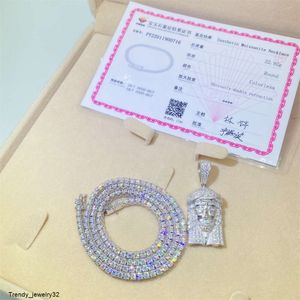 Pendentif Colliers Vente directe d'usine bijoux glacés 10k solide goold 3mm 20 pouces bling moissanite collier de chaîne de tennis personnalisé