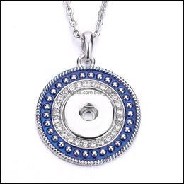 Pendentif Colliers Fahion Peinture Snap Button Charms Bijoux Zircon Forme Ronde Pendentif Fit 18Mm Snaps Boutons Collier Dhseller2010 Dhiej