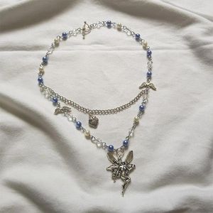 Colliers pendentifs Collier de fées Belle perle Fraise Fairycore Goblincore Y2k Cottagecore Cadeau fait à la main Cadeau Magique
